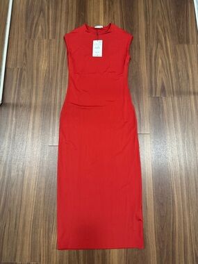 Zara Red Sleeveless Midi Dress